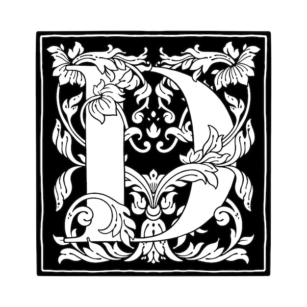 Monograma de adorno de flor de letra D