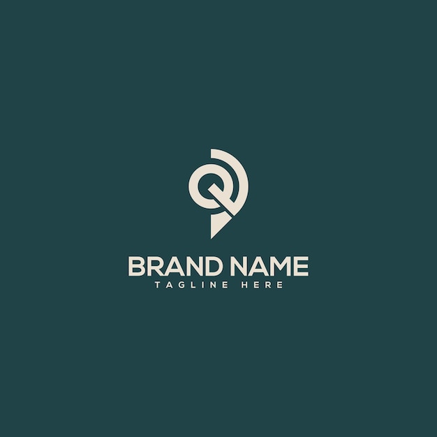 Monograma alfabético letra Q con vector de diseño de logotipo de ubicación