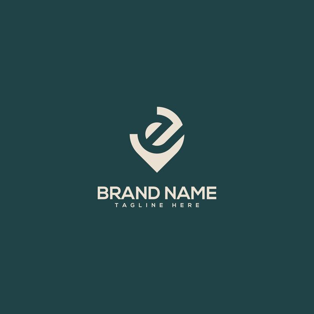 Monograma del alfabeto letra E con vector de diseño de logotipo de ubicación.