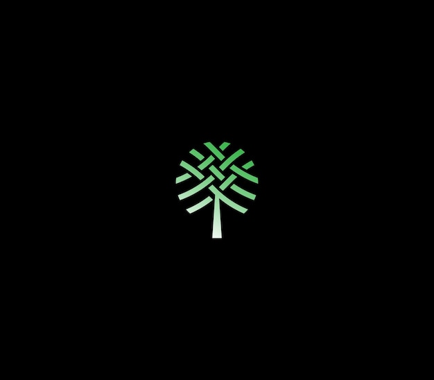 Monograma de árbol celta logotipo de árbol de planta boutique con fondo negro