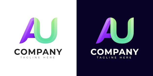 Monograma a au y ua diseño de logotipo de letra inicial