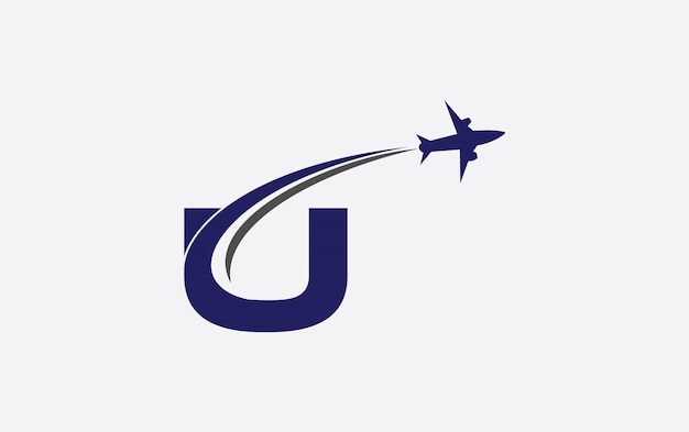 monograma de aviación e icono de viaje con la letra U