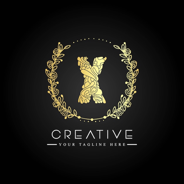 Monograma de belleza inicial X y elegante diseño de logotipo.
