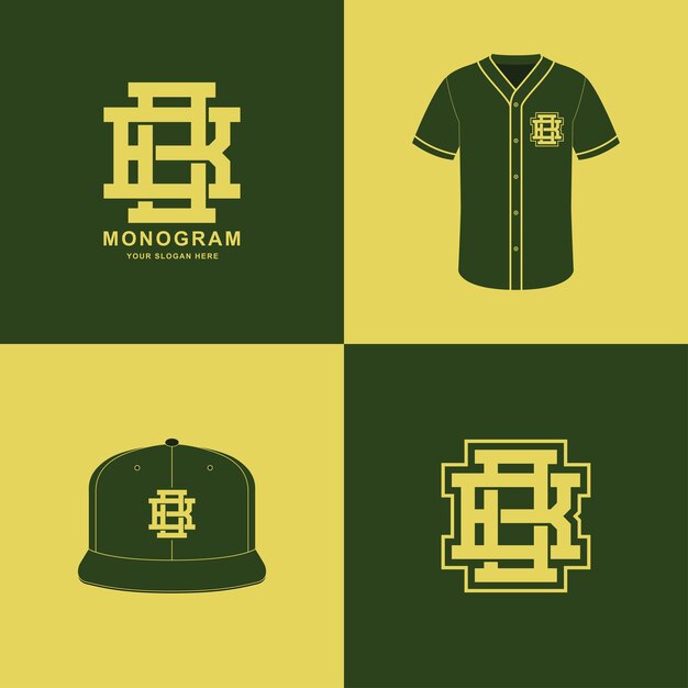 Monograma BO u OB para fútbol, baloncesto, béisbol, ropa en camiseta y diseño de maqueta de snapback