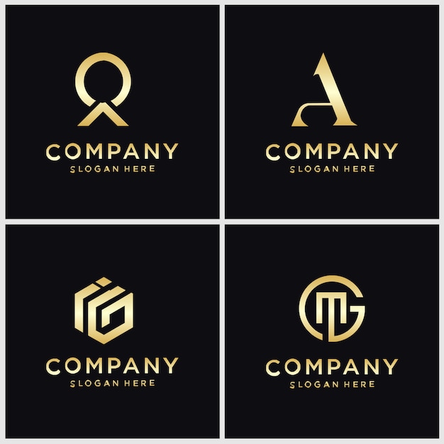 Monograma conjunto de plantillas de diseño de logotipos