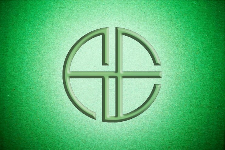 Vector monograma de la cruz de círculo verde