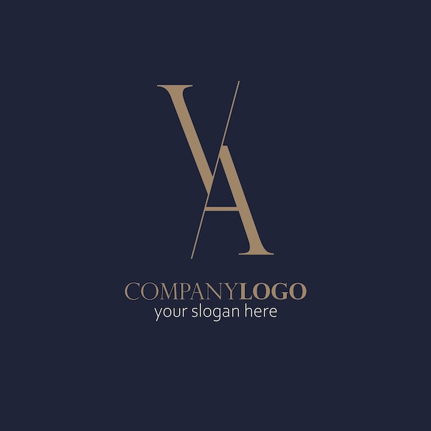 Monograma elegante del logotipo VA