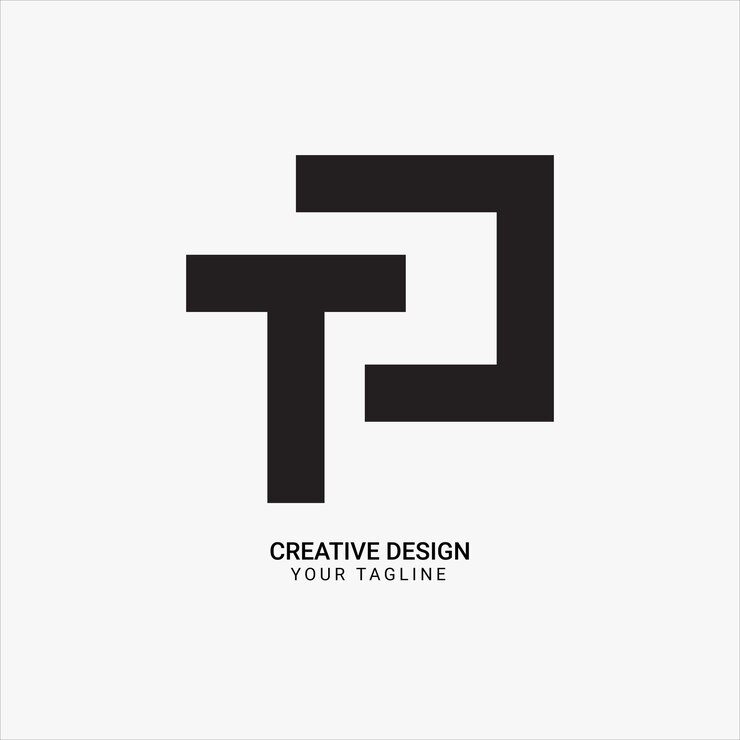 Vector monograma de estilo simple inicial creativo tp o pt diseño de logotipo único de marca moderna