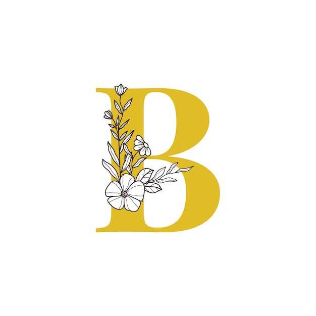 Monograma floral letra B con diseño minimalista