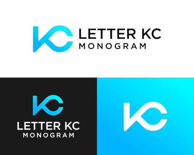 Monograma geométrico de la letra kc diseño sencillo del logotipo de la empresa