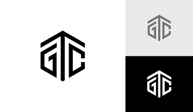 Monograma de hexágono de letra GC con vector de diseño de logotipo de símbolo de flecha