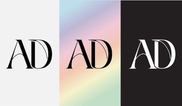 Monograma de icono de símbolo moderno creativo de diseño de logotipo AD de letra inicial