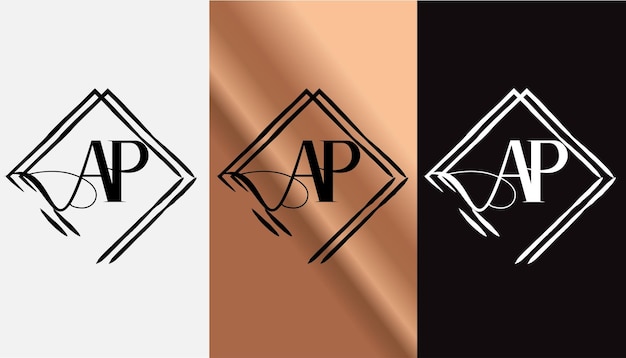 Vector monograma de icono de símbolo moderno creativo de diseño de logotipo ap de letra inicial