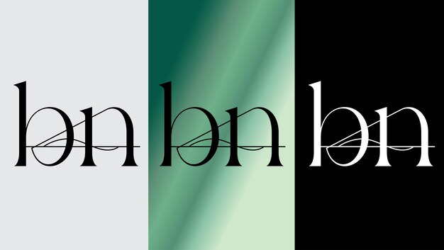 Monograma de icono de símbolo moderno creativo de diseño de logotipo de letra inicial BN