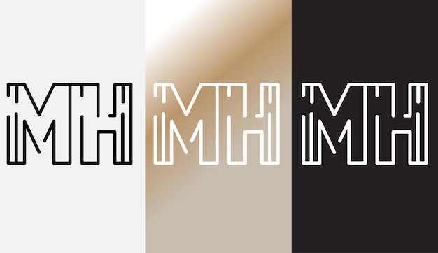 Monograma de icono de símbolo moderno creativo de diseño de logotipo de letra inicial mh