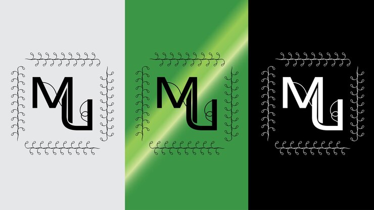 Vector monograma de icono de símbolo moderno creativo de diseño de logotipo de letra inicial mu