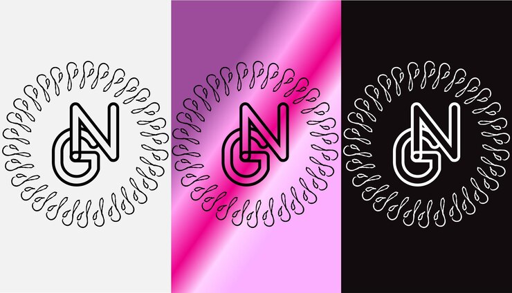 Vector monograma de icono de símbolo moderno creativo de diseño de logotipo de letra inicial ng