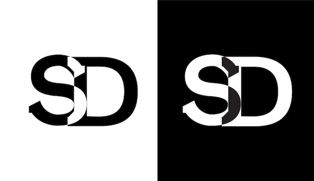 Monograma de icono de símbolo moderno creativo de diseño de logotipo SD de letra inicial
