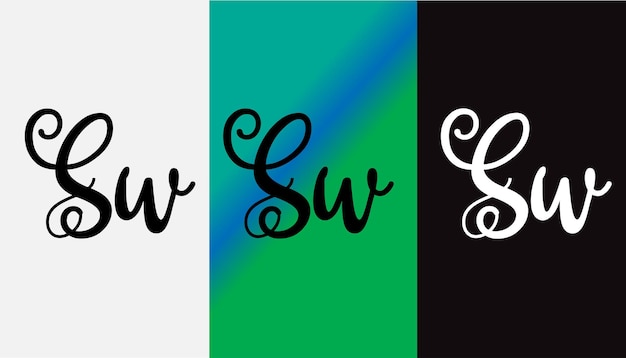 Monograma de icono de símbolo moderno creativo de diseño de logotipo SW de letra inicial