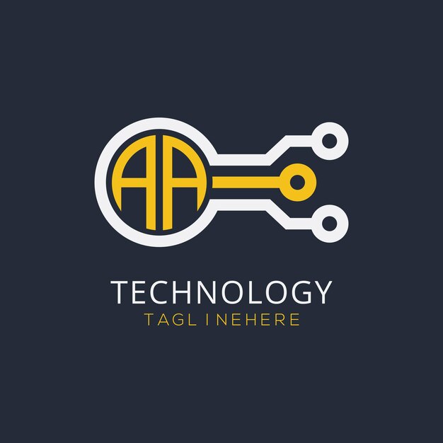 Monograma inicial AA para el logotipo tecnológico con diseño de estilo circular