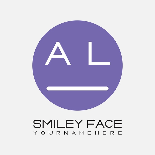 Monograma inicial AL para el logotipo de la cara sonriente con diseño de estilo circular