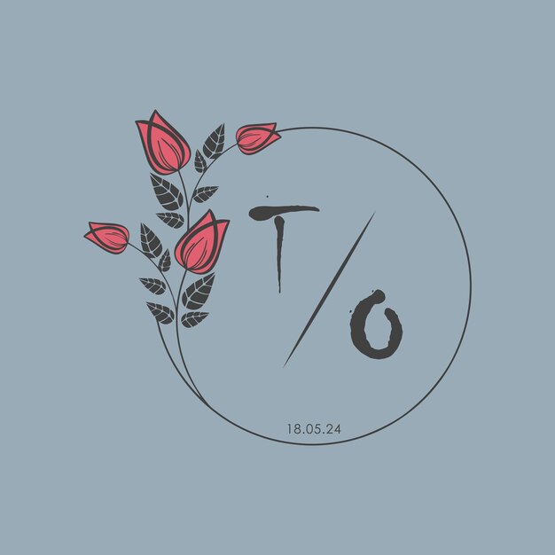 Para el monograma inicial de algunas rosas Círculo de boda con diseño creativo