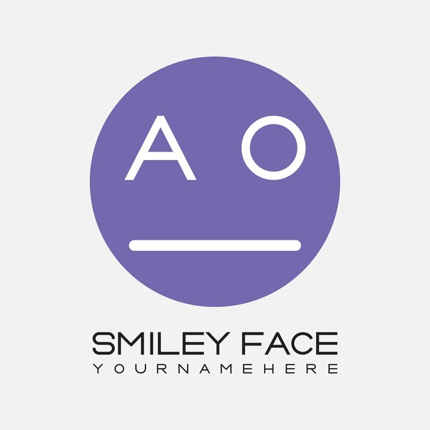 Monograma inicial AO para el logotipo de la cara sonriente con diseño de estilo circular