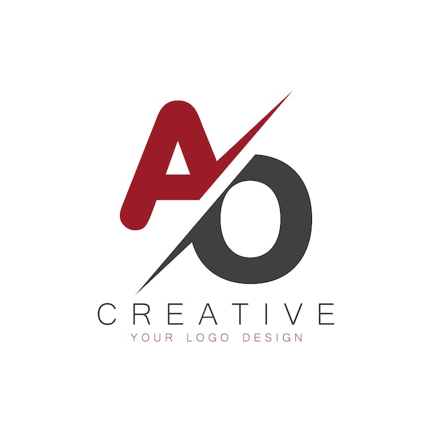 Monograma inicial de AO con el logotipo creativo de las letras