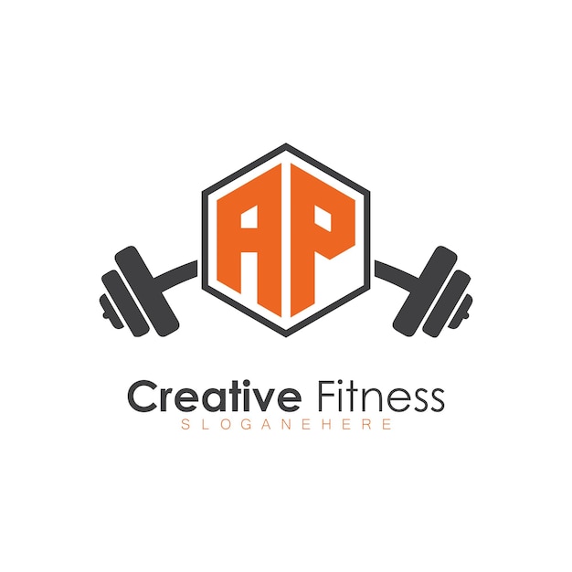 Monograma inicial de AP para el logotipo de Fitness con diseño de estilo polígono