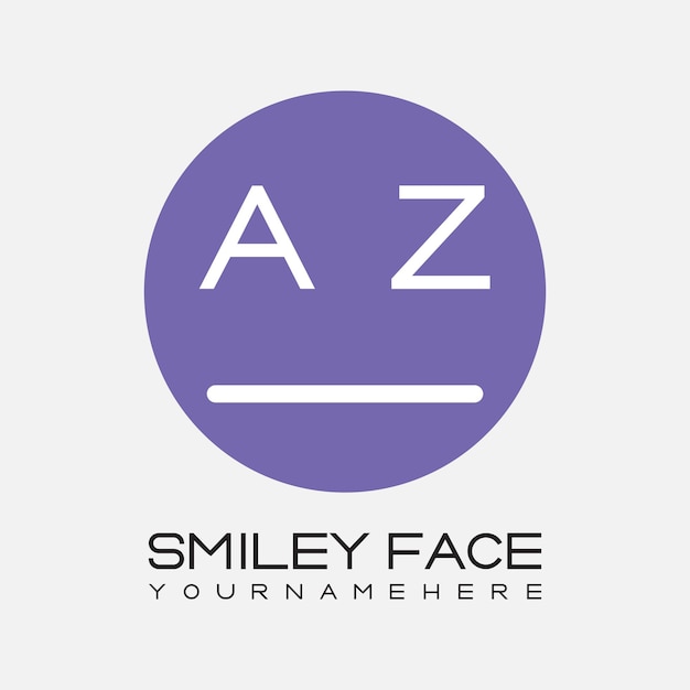 Monograma inicial AZ para el logotipo de la cara sonriente con diseño de estilo circular