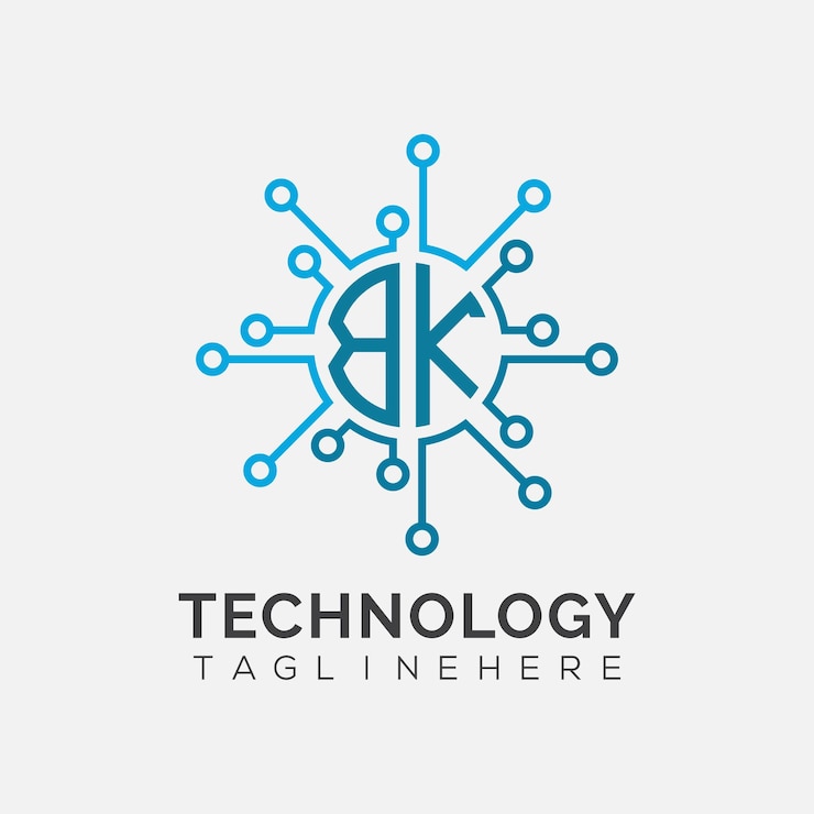 Vector monograma inicial bk para el logotipo tecnológico con diseño de estilo circular