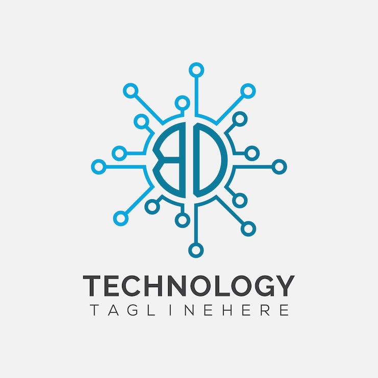 Vector monograma inicial bo para el logotipo tecnológico con diseño de estilo circular