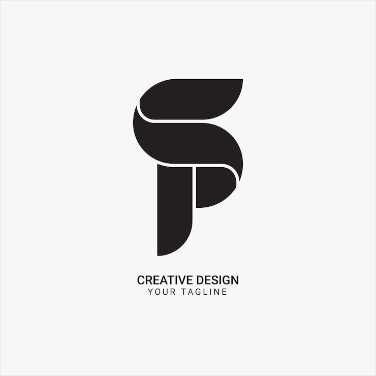 Vector el monograma inicial de creative sp o ps es plano, negro, en negrita y tiene un diseño de logotipo moderno y único.