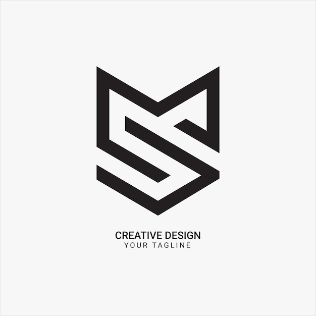 Monograma inicial creativo SM o MS diseño de logotipo moderno y elegante de la marca unqiue