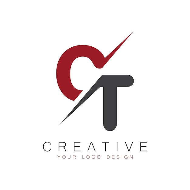 Monograma inicial de CT con el logotipo creativo de las letras
