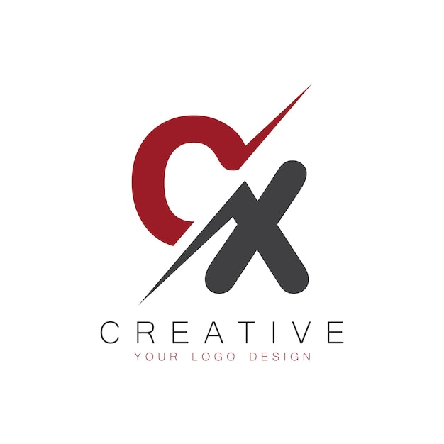 Monograma inicial CX con el logotipo creativo de las letras