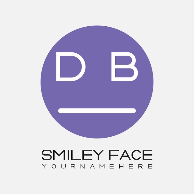 Monograma inicial DB para el logotipo de la cara sonriente con diseño de estilo circular