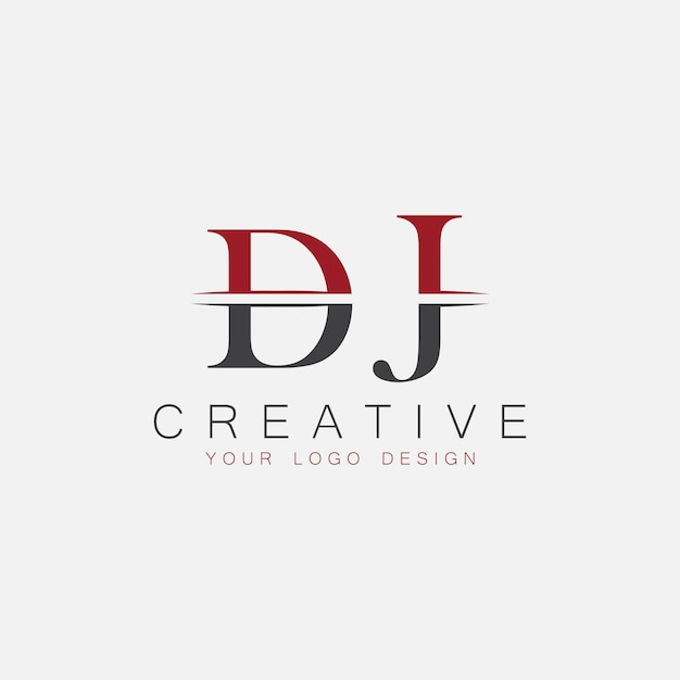 Monograma inicial de DJ con la letra del logotipo creativo