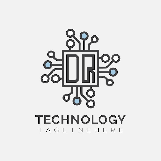 Monograma inicial DQ para el logotipo tecnológico con diseño de estilo rectángulo