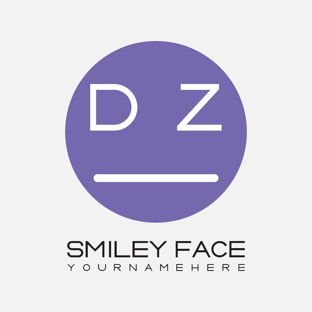 Monograma inicial DZ para el logotipo de la cara sonriente con diseño de estilo circular