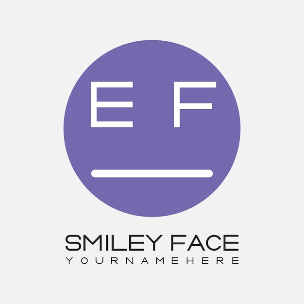 Monograma inicial EF para el logotipo de la cara sonriente con diseño de estilo circular