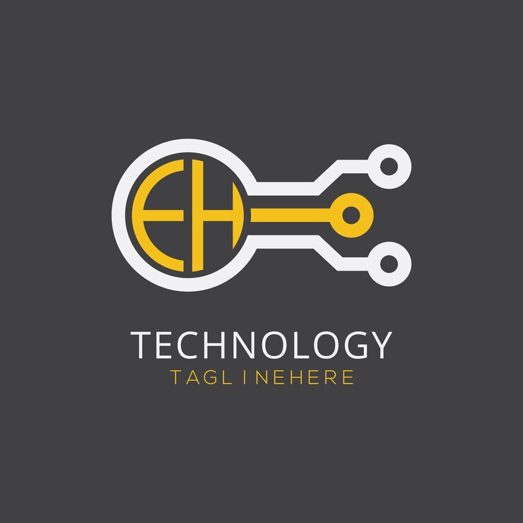 Vector monograma inicial eh para el logotipo tecnológico con diseño de estilo circular