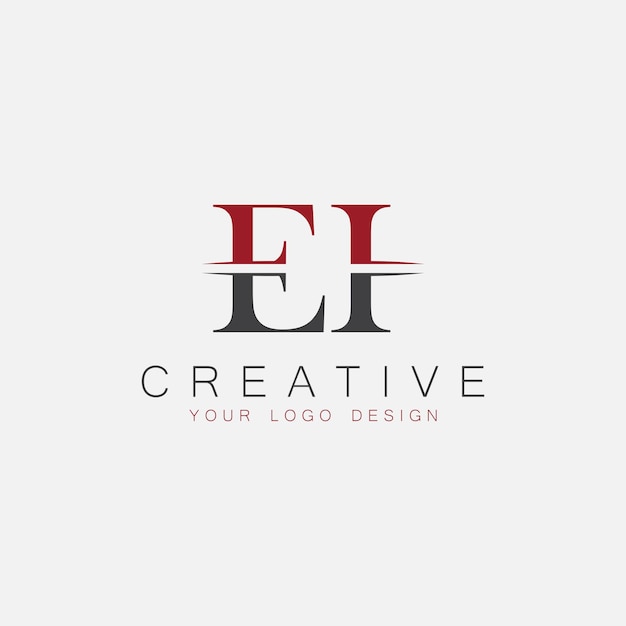 Monograma inicial de EI con el logotipo creativo de las letras