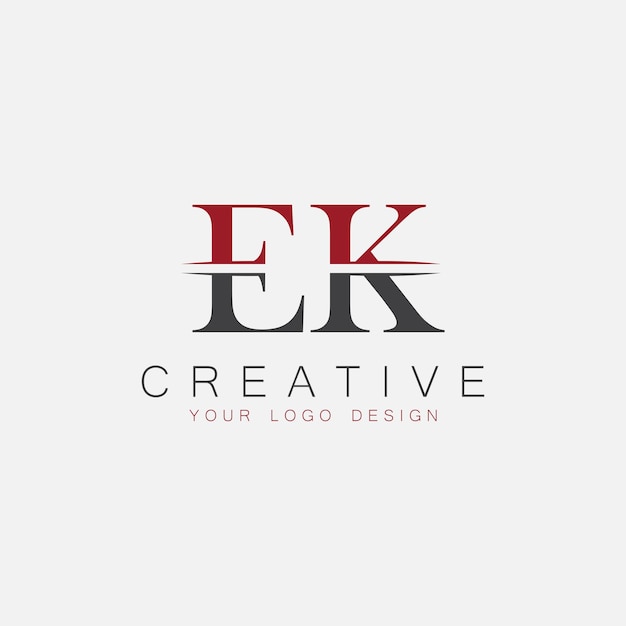 Monograma inicial EK con la letra logotipo creativo