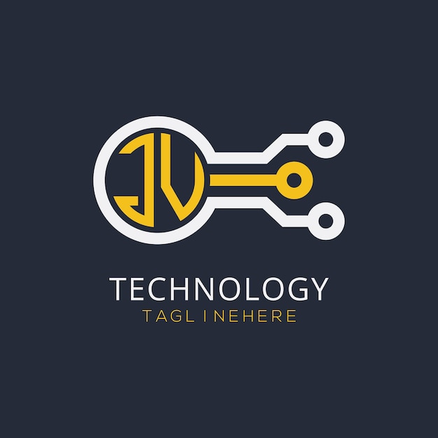 Monograma inicial de la empresa conjunta para el logotipo tecnológico con diseño de estilo circular