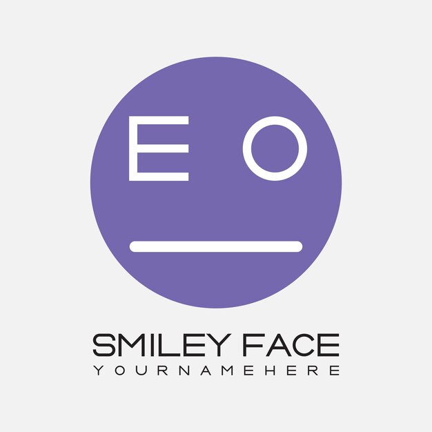 Monograma inicial de EO para el logotipo de la cara sonriente con diseño de estilo circular