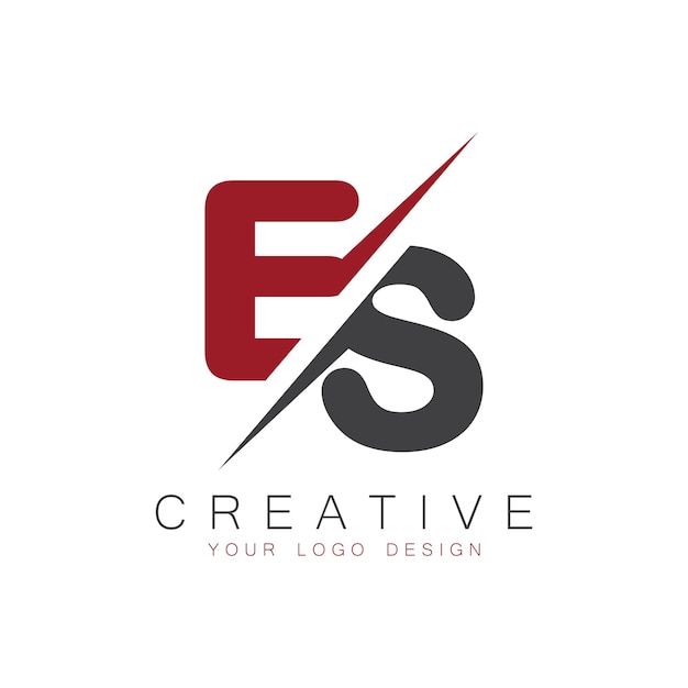 Monograma inicial ES con el logotipo creativo de las letras