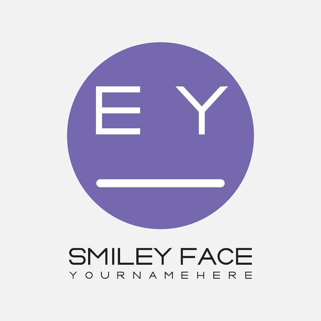 Monograma inicial de EY para el logotipo de la cara sonriente con diseño de estilo circular