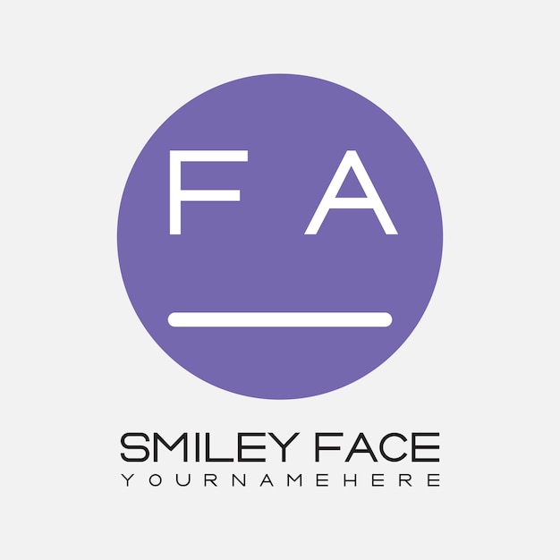 Monograma inicial FA para el logotipo de la cara sonriente con diseño de estilo circular