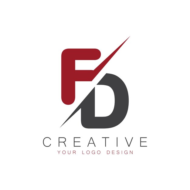 Monograma inicial FD con el logotipo creativo de las letras